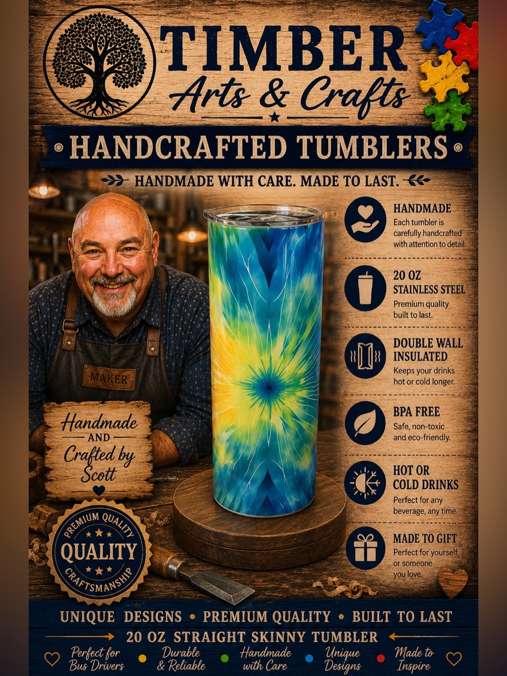Tie Dye 20 oz Straight Skinny
Tumbler with Plastic Lid and Straw